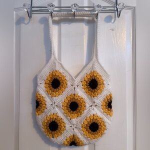 Sunflower Crochet Tote Bag